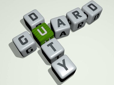 En üst perspektiften gelen kübik harflerle oluşturulan koruma görevinin kombinasyonu, konsept sunumu için mükemmel. Resim ve arkaplan