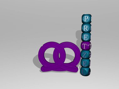 Çubuk krakerin üç boyutlu grafiksel görüntüsü ve üst perspektiften metalik kübik harflerle simgenin etrafına inşa edilen yazı. Konsept sunumu ve slayt gösterileri için mükemmel.