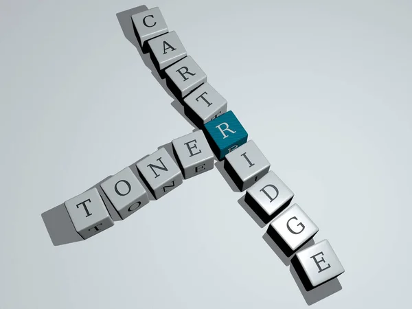 TONER CARTRIDGE combined by dice letters and color crossing for the related meanings of the concept. background and illustration