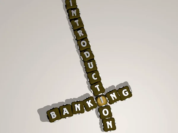 Crosswords Banking Introduction Arranged Cubic Letters Mirror Floor Concept Means — Stok Foto