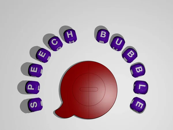 Graficzny Obraz Speech Bubble Pionowo Wraz Tekstem Zbudowanym Wokół Ikony — Zdjęcie stockowe