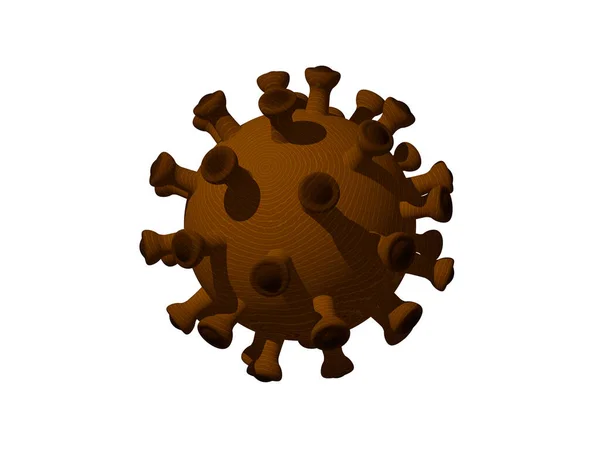 Coronavirus Con Trama Legno Illustrazione Sfondo Bianco Con Luci Ombre — Foto Stock