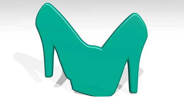 Pair Alto Heel Shoes Feito Por Ilustração Uma Escultura Metálica — Fotografia de Stock