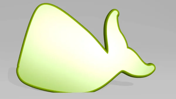 Whale Made Illustration Shiny Metallic Sculpture Shadow Light Background Animal — Stock Photo, Image