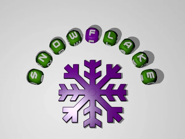 Imagen Gráfica Snowflake Verticalmente Junto Con Texto Construido Alrededor Del — Foto de Stock