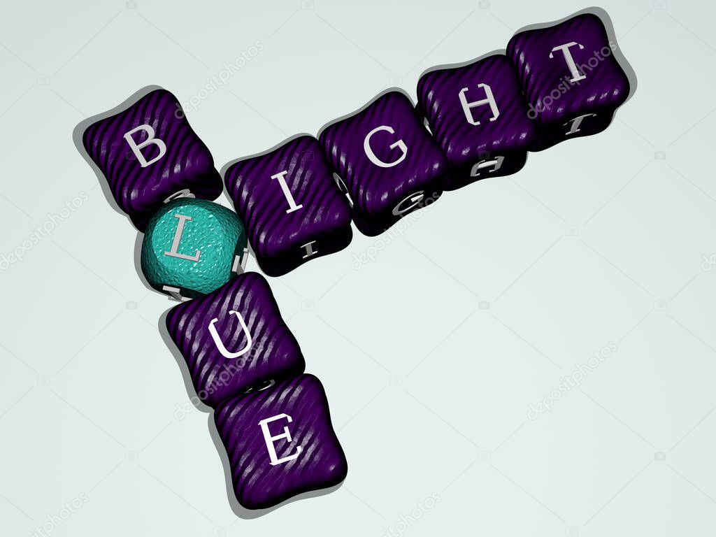 light blue combined by dice letters and color crossing for the related meanings of the concept. background and illustration