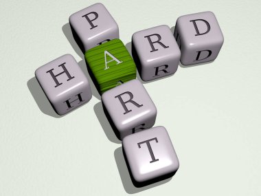 Ayna zemininde kübik harflerle düzenlenmiş sert parçalı bulmacalar, kavram anlamı ve sunum. arkaplan ve resimleme