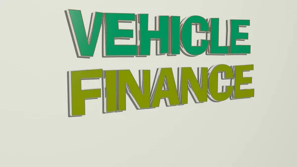 Reprezentace Vehicle Finance Ikonou Stěně Textem Uspořádaným Kovovými Krychlovými Písmeny — Stock fotografie