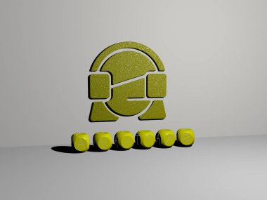 AVATAR 'ın dikey olarak 3D grafiksel görüntüsü ve üst perspektiften metalik kübik harflerle oluşturulan metinler, konsept sunumu ve slayt gösterileri için mükemmel. Resim ve simge