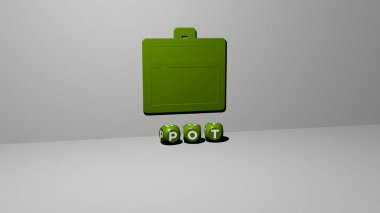 Esrarın dikey olarak 3 boyutlu grafiksel görüntüsü ve üst perspektiften metalik kübik harflerle oluşturulan metinler, konsept sunumu ve slayt gösterileri için mükemmel. arkaplan ve resimleme