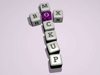 Zar harfleri ve renk geçişleriyle birleştirilmiş kutu modeli konseptin ilgili anlamları için. arkaplan ve resimleme