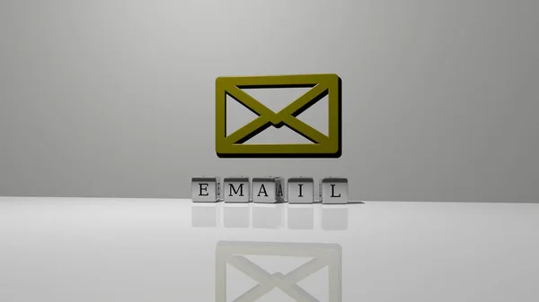 Immagine Grafica Email Verticalmente Insieme Testo Costruito Lettere Cubiche Metalliche — Foto Stock