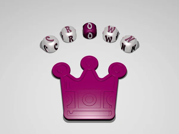 Ilustración Gráficos Crown Texto Alrededor Del Icono Realizado Por Letras — Foto de Stock