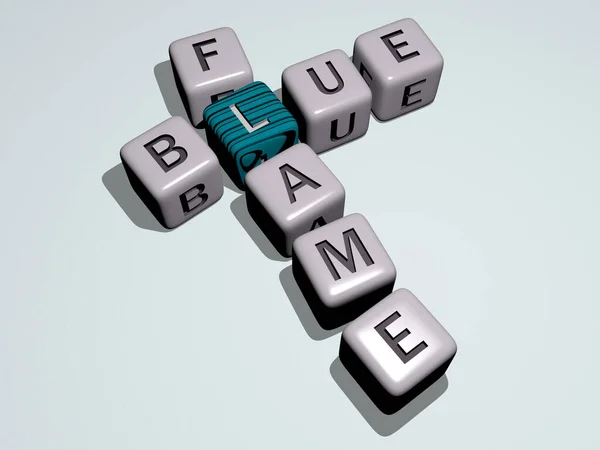 Combinação Blue Flame Construído Por Letras Cúbicas Partir Perspectiva Superior — Fotografia de Stock