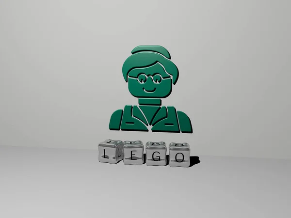 Representação Lego Com Ícone Parede Texto Dispostos Por Letras Cúbicas — Fotografia de Stock