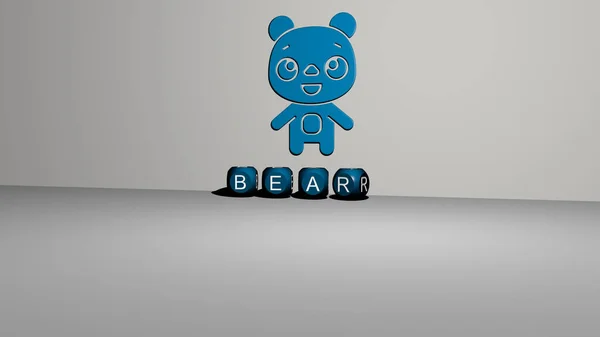 Darstellung Von Bear Mit Icon Der Wand Und Text Angeordnet — Stockfoto