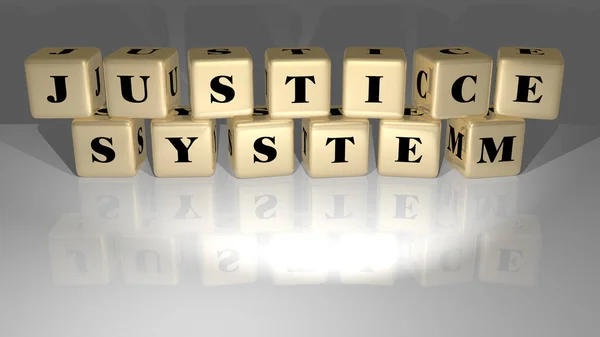 Illustration Justice System Graphics Text Made Metallic Dice Letters Related — Stock Photo, Image