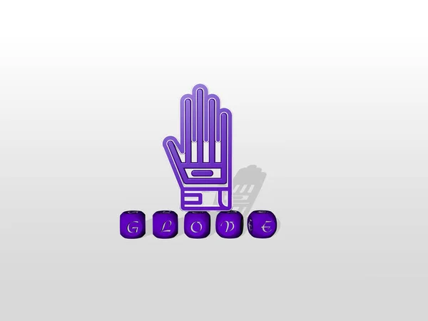 Ілюстрація Графіки Glove Тексту Зробленого Металевими Кубиками Відповідних Значень Концепції — стокове фото
