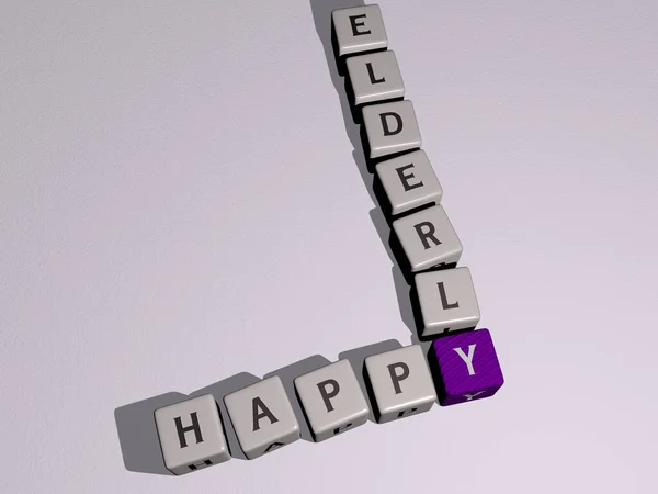 Happy Elderly Combined Dice Letters Color Crossing Related Meanings Concept — Stock Photo, Image