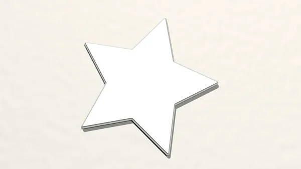 Estrella Desde Una Perspectiva Pared Una Gruesa Escultura Hecha Materiales — Foto de Stock
