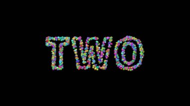 Siyah arkaplana gölge düşüren renkli küçük nesneler tarafından üç boyutlu illüstrasyonla yazıldı