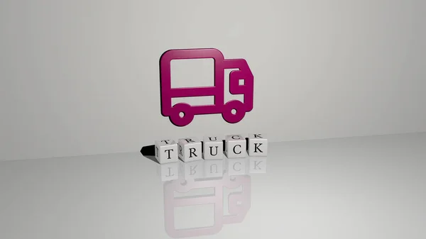 Representación Truck Con Icono Pared Texto Arreglado Por Letras Cúbicas —  Fotos de Stock