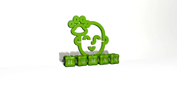 Illustration Human Graphics Text Made Metallic Dice Letters Related Meanings — Stock Photo, Image