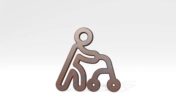 Disabilitás Walking Segítség Által Készített Illusztráció Egy Fényes Fémes Szobor — Stock Fotó
