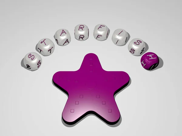 Illustration Starfish Graphics Text Icon Made Metallic Dice Letters Related — Stock Photo, Image