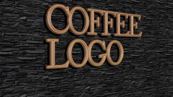 Графічне Зображення Coffee Logo Вертикально Поряд Текстом Побудованим Металевими Кубічними — стокове фото