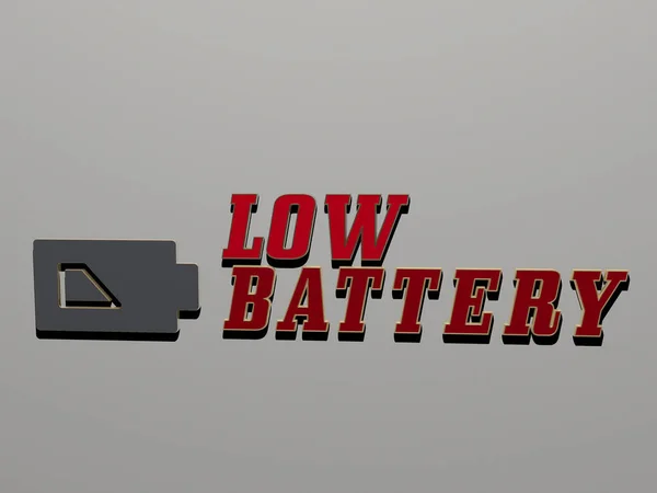 Representación Batería Baja Con Icono Pared Texto Dispuesto Por Letras — Foto de Stock