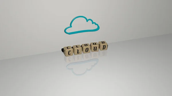 Ilustrace Cloud Grafiky Textu Kovových Kostek Písmen Pro Související Významy — Stock fotografie