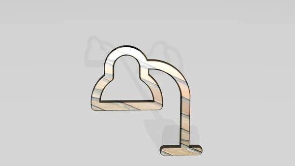 Lampa Stołowa Wiszący Cień Odlewania Dwoma Światłami Ilustracja Rzeźby Metalicznej — Zdjęcie stockowe