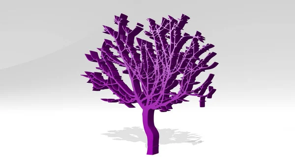 Tree Hergestellt Durch Illustration Einer Metallisch Glänzenden Skulptur Mit Schatten — Stockfoto