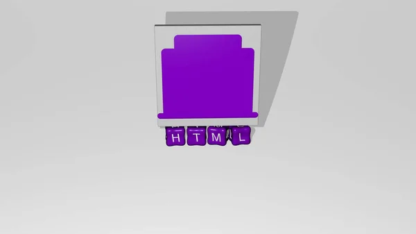 Ілюстрація Html Графіки Тексту Зробленого Металевими Кубиками Відповідних Значень Концепції — стокове фото