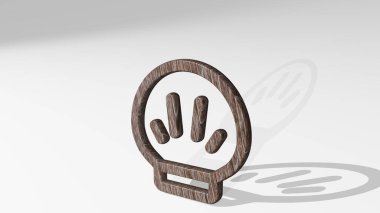 Kabuk, parlak metalik bir heykelin ışık arkaplanına gölge düşüren üç boyutlu bir illüstrasyonla yapılmış. beyaz ve deniz