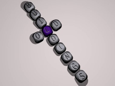 Eski binalar zar harfleri ve renk geçişleriyle konseptin ilgili anlamları için birleştirilir. arkaplan ve mimari