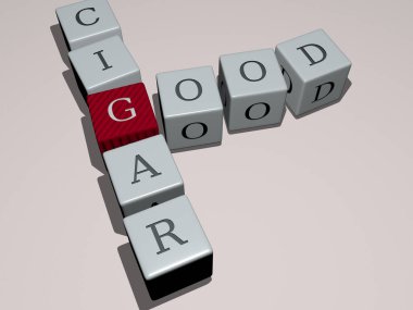 En üst perspektiften gelen kübik harflerle yapılmış kaliteli puro kombinasyonu, konsept sunumu için mükemmel. Resim ve arkaplan