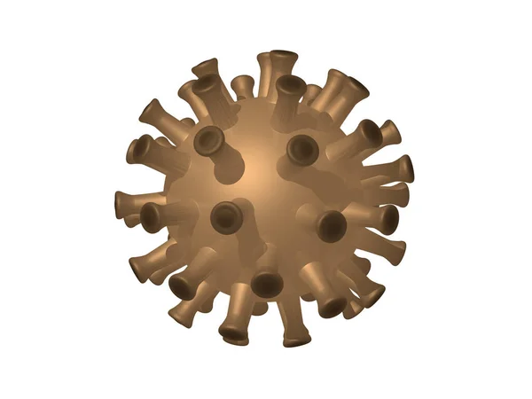 Wirus Koronawirusowy Wykonany Copper Ilustracji Jasnej Tekstury Oświetleniem Cieniami Białym — Zdjęcie stockowe