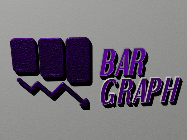 Representación Bar Graph Con Icono Pared Texto Dispuesto Por Letras — Foto de Stock