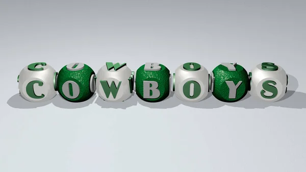 Cowboys Kombiniert Durch Würfelbuchstaben Und Farbkreuzungen Für Die Damit Verbundenen — Stockfoto