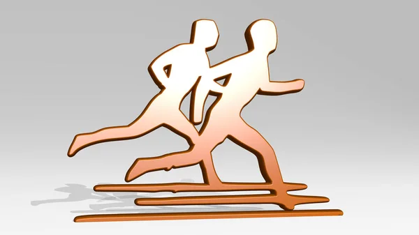 Спортсмен Тренируется Точки Зрения Тени Толстая Скульптура Металлических Материалов Рендеринга — стоковое фото