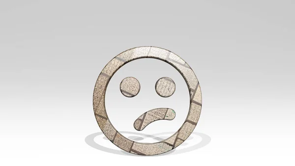 Smiley Unhappy Alternate Proietta Ombra Con Due Luci Illustrazione Scultura — Foto Stock