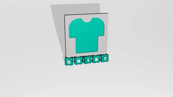 Графическое Изображение Рубашки Вертикально Вместе Текстом Построенным Металлическими Кубическими Буквами — стоковое фото