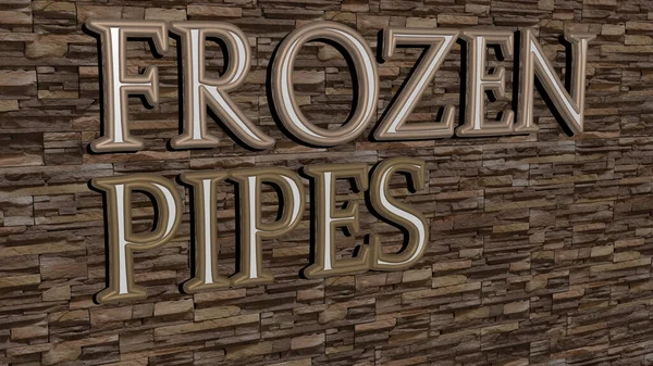 Frozen Pipes Grafikák Illusztrációja Fém Kocka Betűkkel Készített Szöveg Koncepció — Stock Fotó