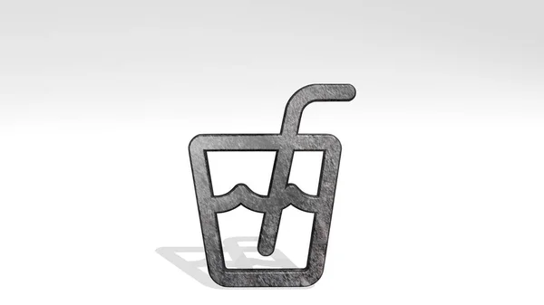 Vatten Straw Kastskugga Med Två Lampor Illustration Metallisk Skulptur Över — Stockfoto