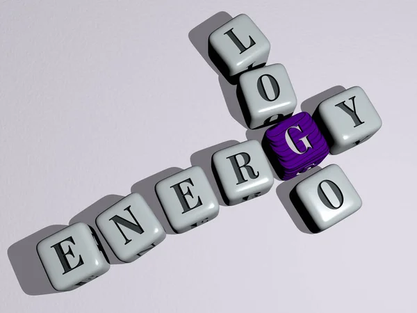 Кроссворды Логотипа Energy Расположенные Кубическими Буквами Зеркальном Полу Смысл Концепции — стоковое фото