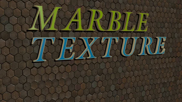 3D graphical image of marble texture vertically along with text built by metallic cubic letters from the top perspective, excellent for the concept presentation and slideshows. background and