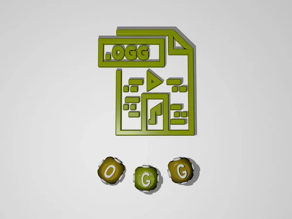 Иллюстрации Ogg Графики Текст Вокруг Иконки Сделанные Металлические Буквы Кости — стоковое фото