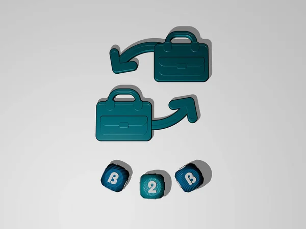 Rappresentazione B2B Con Icona Sulla Parete Testo Disposto Lettere Cubiche — Foto Stock